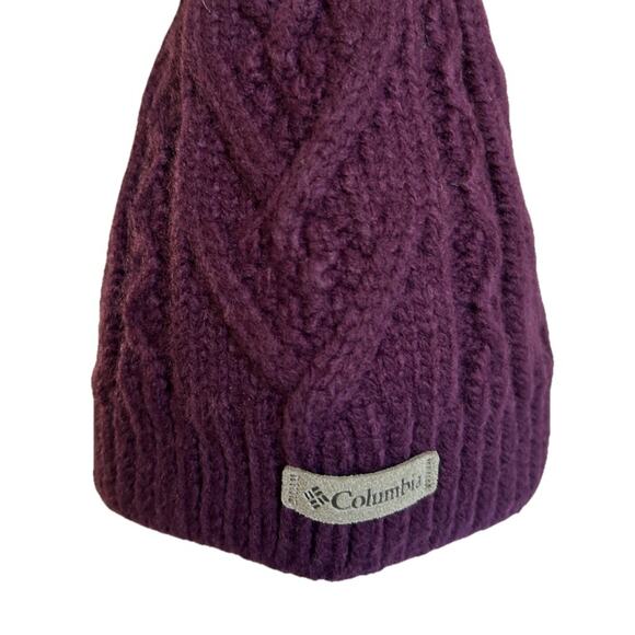 Columbia Omni Heat Hat Cap Mens Women’s Beanie OS Columbia Cable Knit Maroon - Picture 2 of 9